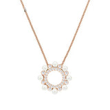 Pearl Necklace with Sun Flower Pendant