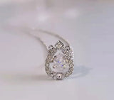 Heartbeat Crystal Pendant Necklace, Clavicle Chain with Water Drop Design