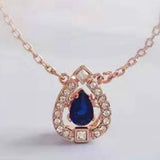 Heartbeat Crystal Pendant Necklace, Clavicle Chain with Water Drop Design