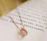 Heartbeat Crystal Pendant Necklace, Clavicle Chain with Water Drop Design