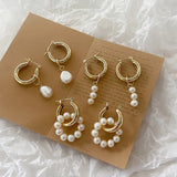 Pearl Pendant Earrings Freshwater Pearl Charm Hoop Earrings for Women