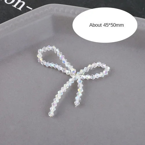 Pearl Crystal Beads Tassel Bow Pendant DIY Ear Stud Hairpin Accessories