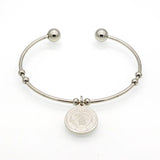 Jesus Round Tag Charm Bracelets Stainless Steel Cuff Bangles