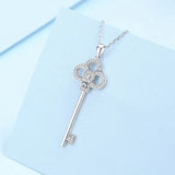 Platinum CZ Zircon Pendant Necklace for Women Short Chain