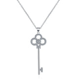 Platinum CZ Zircon Pendant Necklace for Women Short Chain