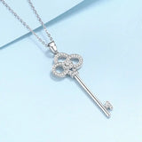 Platinum CZ Zircon Pendant Necklace for Women Short Chain
