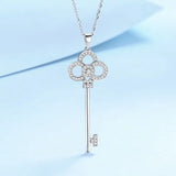 Platinum CZ Zircon Pendant Necklace for Women Short Chain