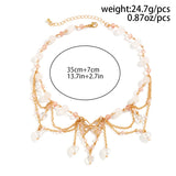Kpop Butterfly Pearl Choker Necklace Tassel Chain Jewelry