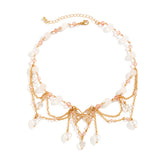 Kpop Butterfly Pearl Choker Necklace Tassel Chain Jewelry