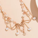 Kpop Butterfly Pearl Choker Necklace Tassel Chain Jewelry