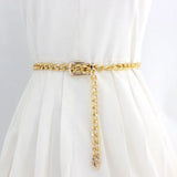 Metal Adjustable Thin Waist Chain Pearl Dress Belt Women's Skirt Accessory