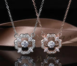 Four Clover Crystal Heart Necklace & Earring Set