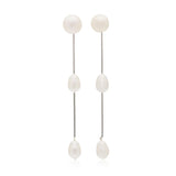 Natural Pearl Long Drop Earrings Classic Dangle Jewelry