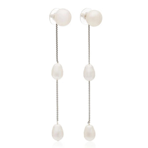 Natural Pearl Long Drop Earrings Classic Dangle Jewelry