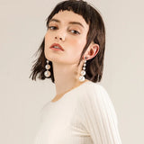 Natural Pearl Long Drop Earrings Classic Dangle Jewelry