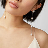 Natural Pearl Long Drop Earrings Classic Dangle Jewelry