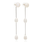 Natural Pearl Long Drop Earrings Classic Dangle Jewelry