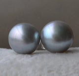 Gray Freshwater Pearl Earrings, Bridesmaid Gift Jewelry
