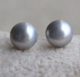 Gray Freshwater Pearl Earrings, Silver Stud Earring