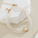 Layered Pearl Beads Short Choker Necklace Women Ladies Collar Jewelry