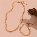 Leaf Fishtail Necklace in 18K Plated Stainless Steel