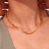 Leaf Fishtail Necklace in 18K Plated Stainless Steel