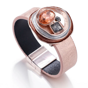 Bohemian Wide Wrap Bracelet with Metal Charm