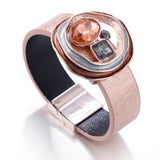 Bohemian Wide Wrap Bracelet with Metal Charm