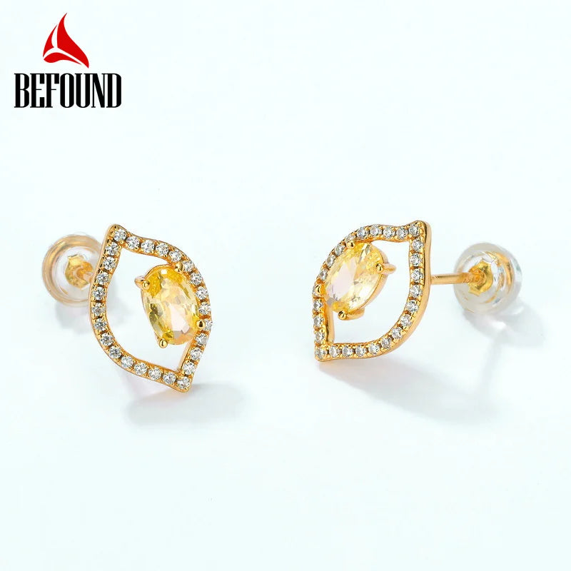 Lemon Earrings 925 Sterling Silver Yellow Zircon Inlay Studs