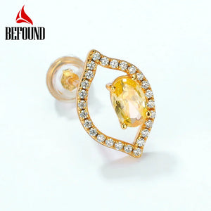 Lemon Earrings 925 Sterling Silver Yellow Zircon Inlay Studs
