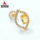 Lemon Earrings 925 Sterling Silver Yellow Zircon Inlay Studs