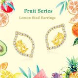 Lemon Earrings 925 Sterling Silver Yellow Zircon Inlay Studs