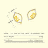 Lemon Earrings 925 Sterling Silver Yellow Zircon Inlay Studs