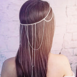 Rhinestone Bridal Hair Chain with Tassel, Wedding Headpiece