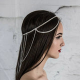 Rhinestone Bridal Hair Chain with Tassel, Wedding Headpiece
