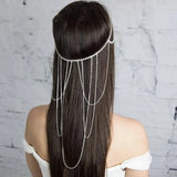 Rhinestone Bridal Hair Chain with Tassel, Wedding Headpiece