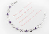 Heart to Heart Amethyst Love Bracelet 925 Silver Romantic Jewelry