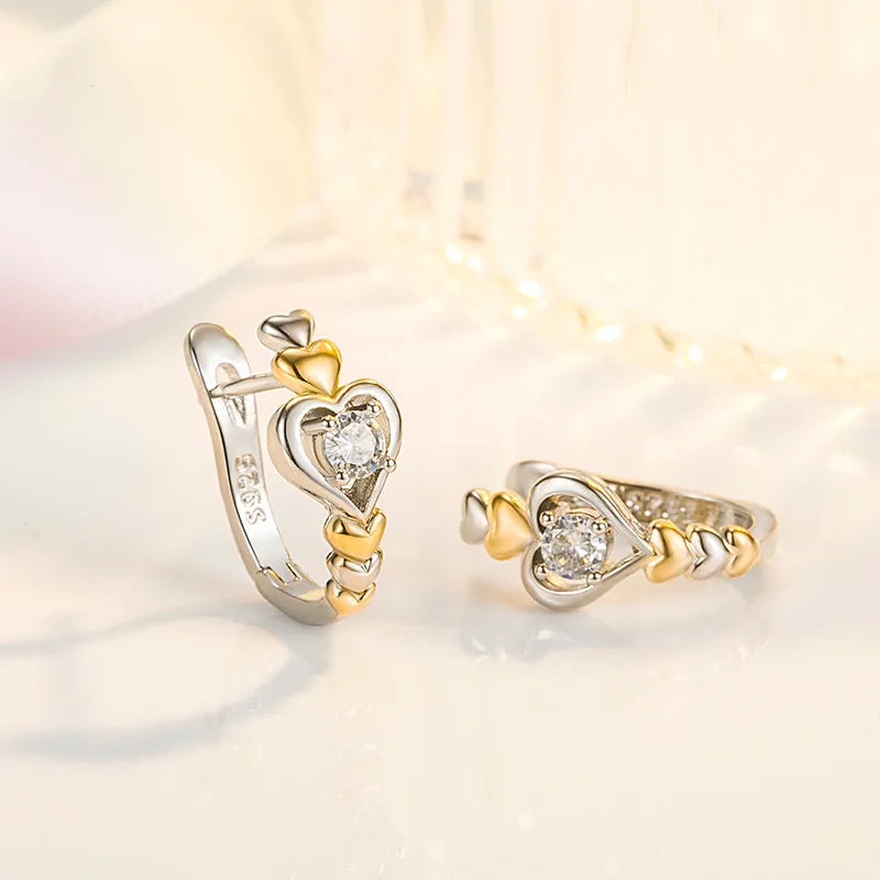Love Heart Wedding Earrings Crystal Vintage Hoop Earrings for Women