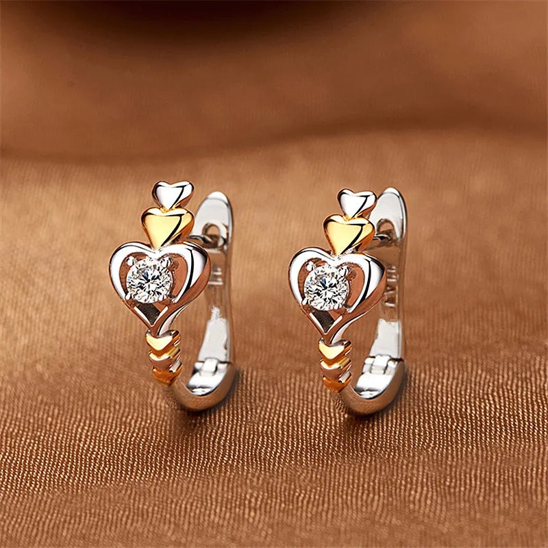 Love Heart Wedding Earrings Crystal Vintage Hoop Earrings for Women