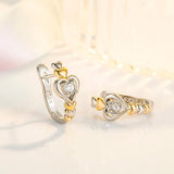 Love Heart Wedding Earrings Crystal Vintage Hoop Earrings for Women