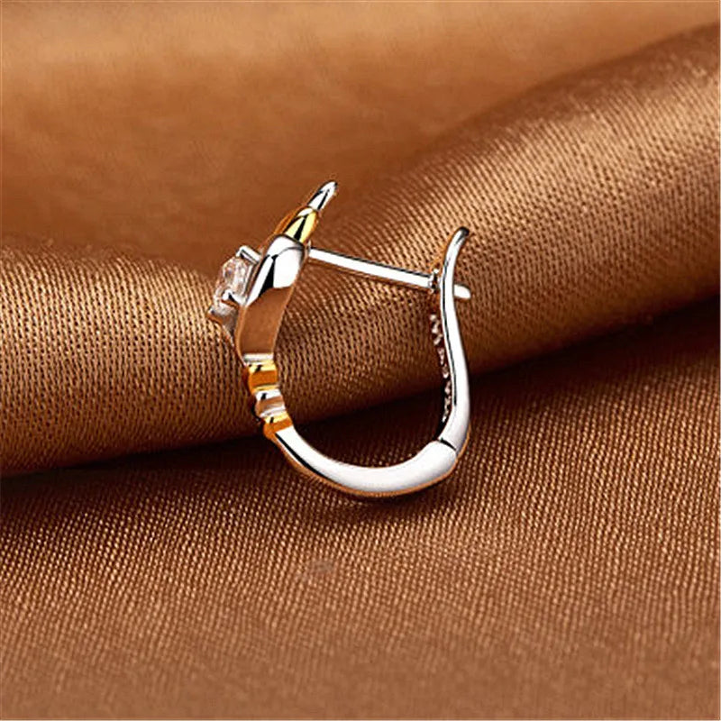 Love Heart Wedding Earrings Crystal Vintage Hoop Earrings for Women