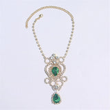 Green Water Drop Pendant Anklet Rhinestone Ankle Chain