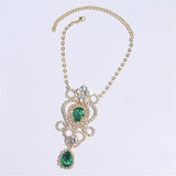 Green Water Drop Pendant Anklet Rhinestone Ankle Chain