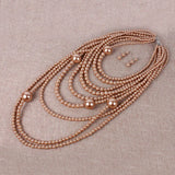 Pearl Necklace Earrings Set Wedding Party Jewelry Accessories