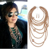 Pearl Necklace Earrings Set Wedding Party Jewelry Accessories