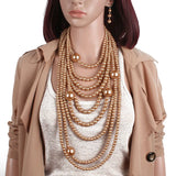 Pearl Necklace Earrings Set Wedding Party Jewelry Accessories