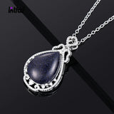 Temperament Pendant Necklace Large Water Drop Shaped Sandstone Necklace