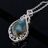 Temperament Pendant Necklace Large Water Drop Shaped Sandstone Necklace
