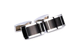 Black/Silver Square Emboss Spots Pattern Cuff-links - 5 double/wholesale