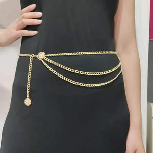 Metal Belts For Women Vintage Pin Buckle Waistband Body Chain Waist